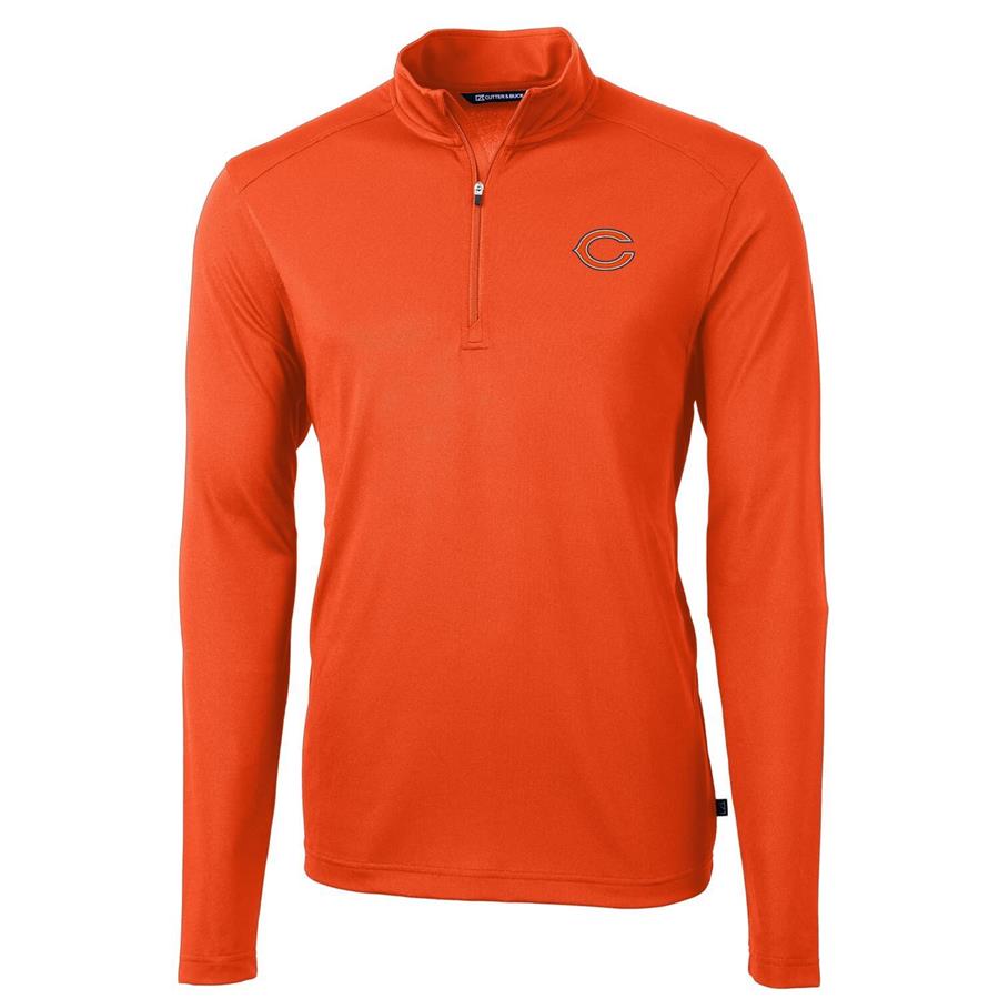 Chicago Bears Cutter & Buck Virtue Eco Pique Recycled Quarter-Zip Pullover Jacket - Orange