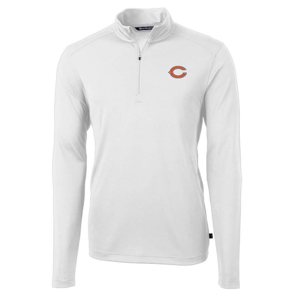Chicago Bears Cutter & Buck Virtue Eco Pique Recycled Quarter-Zip Pullover Jacket - White