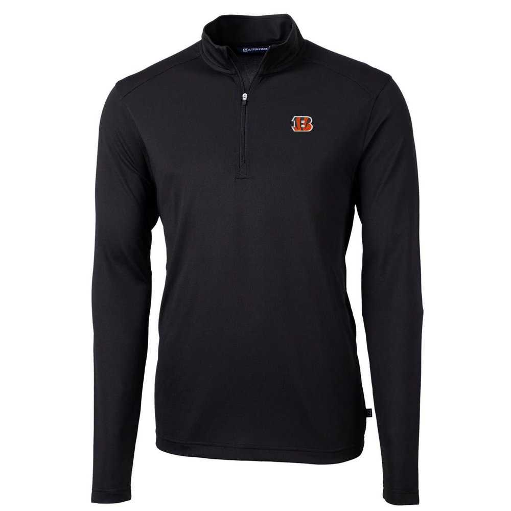 Cincinnati Bengals Cutter & Buck Virtue Eco Pique Recycled Quarter-Zip Pullover Jacket - Black