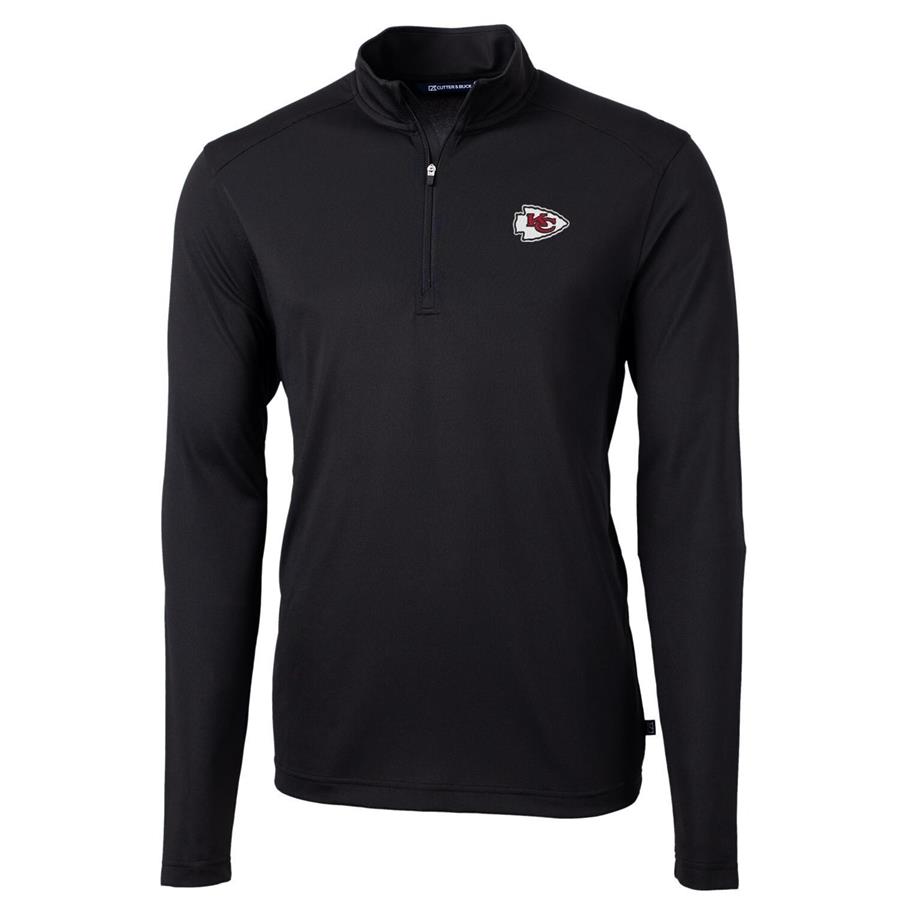 Kansas City Chiefs Cutter & Buck Virtue Eco Pique Recycled Quarter-Zip Pullover Jacket - Black