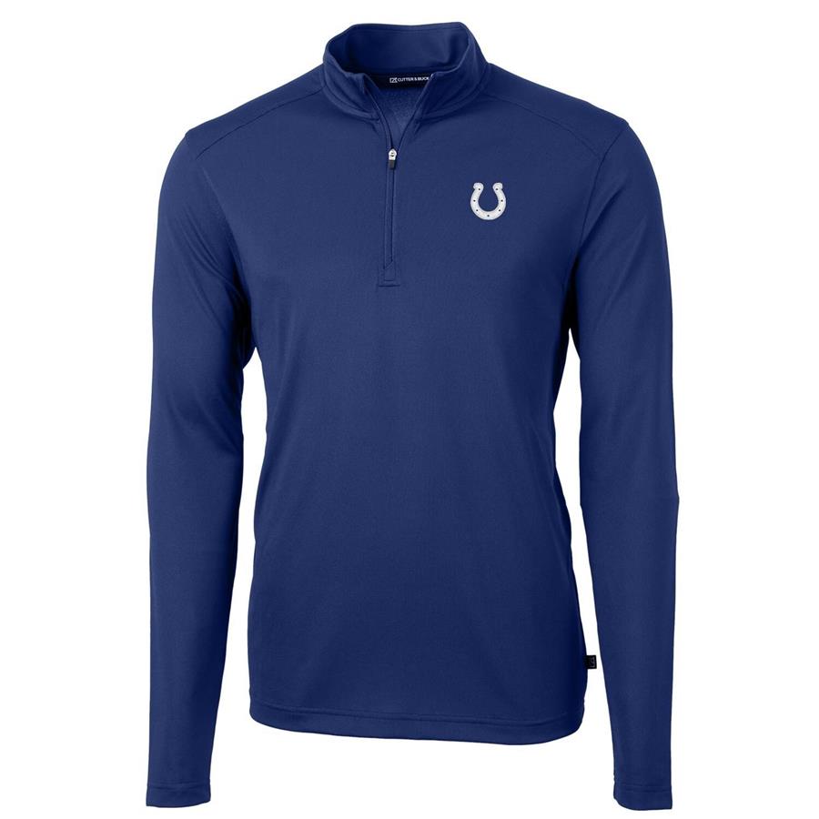 Indianapolis Colts Cutter & Buck Virtue Eco Pique Recycled Quarter-Zip Pullover Jacket - Royal