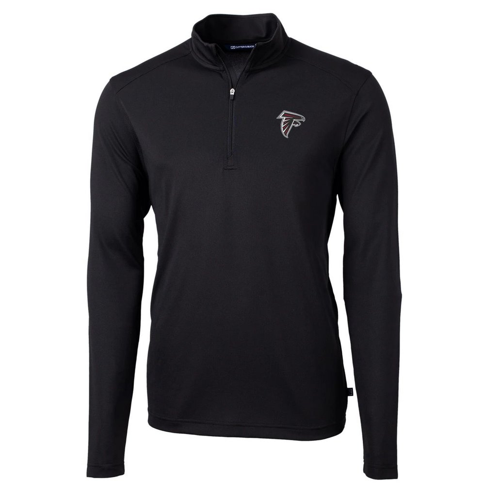 Atlanta Falcons Cutter & Buck Virtue Eco Pique Recycled Quarter-Zip Pullover Jacket - Black