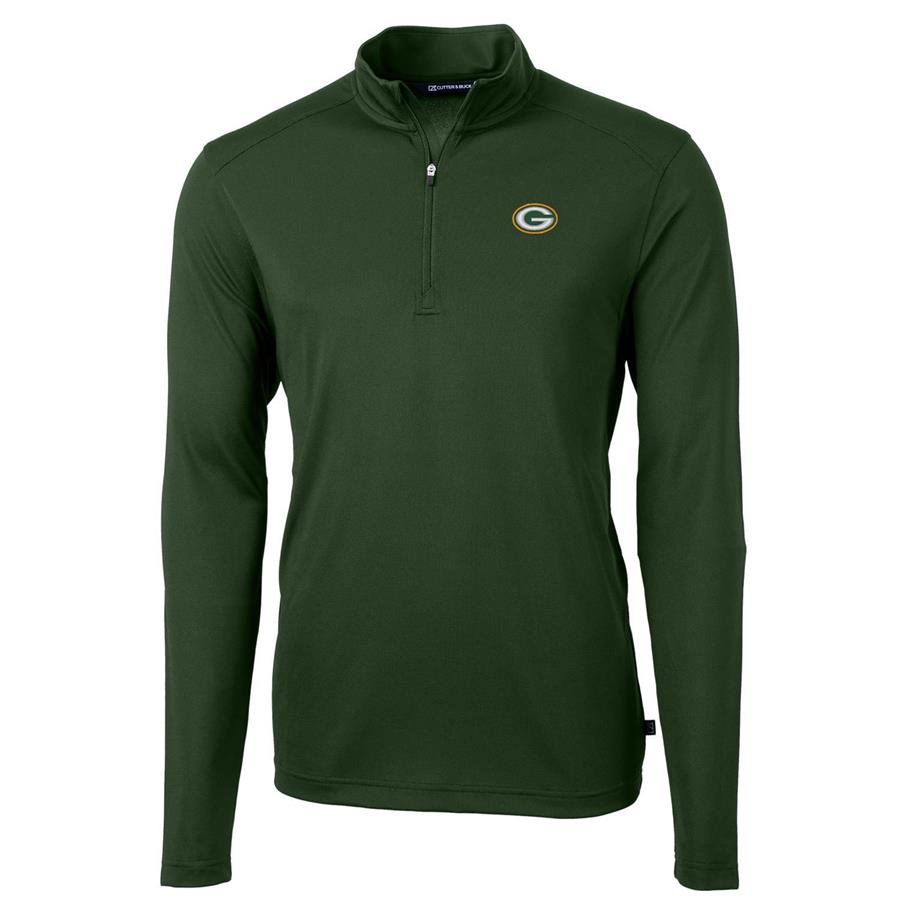 Green Bay Packers Cutter & Buck Virtue Eco Pique Recycled Quarter-Zip Pullover Jacket - Green
