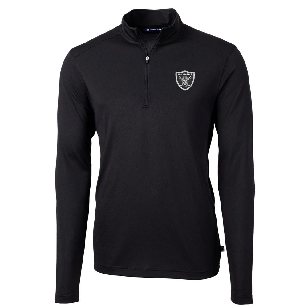 Las Vegas Raiders Cutter & Buck Virtue Eco Pique Recycled Quarter-Zip Pullover Jacket - Black