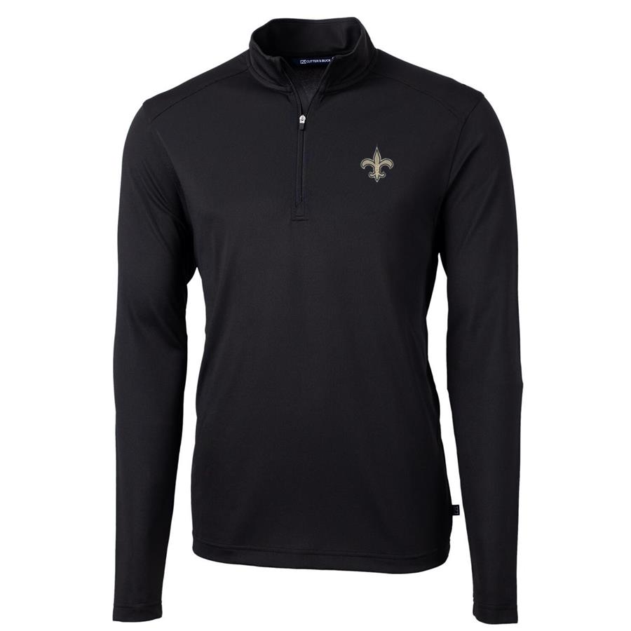 New Orleans Saints Cutter & Buck Virtue Eco Pique Recycled Quarter-Zip Pullover Jacket - Black