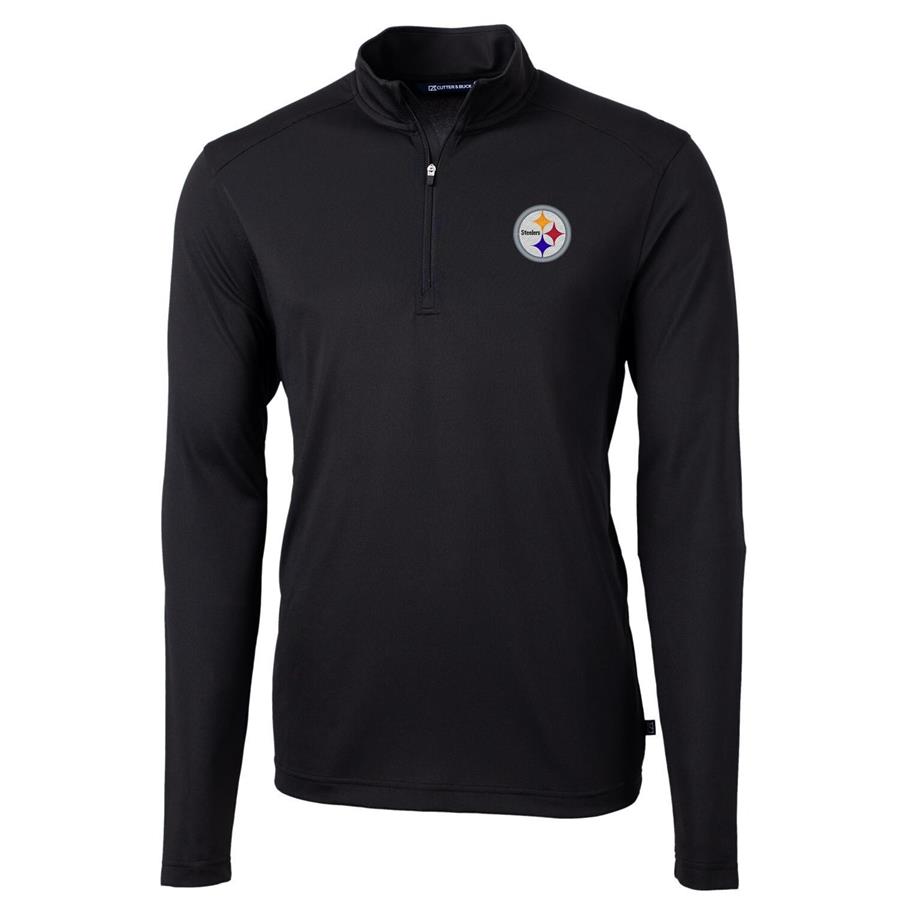 Pittsburgh Steelers Cutter & Buck Virtue Eco Pique Recycled Quarter-Zip Pullover Jacket - Black