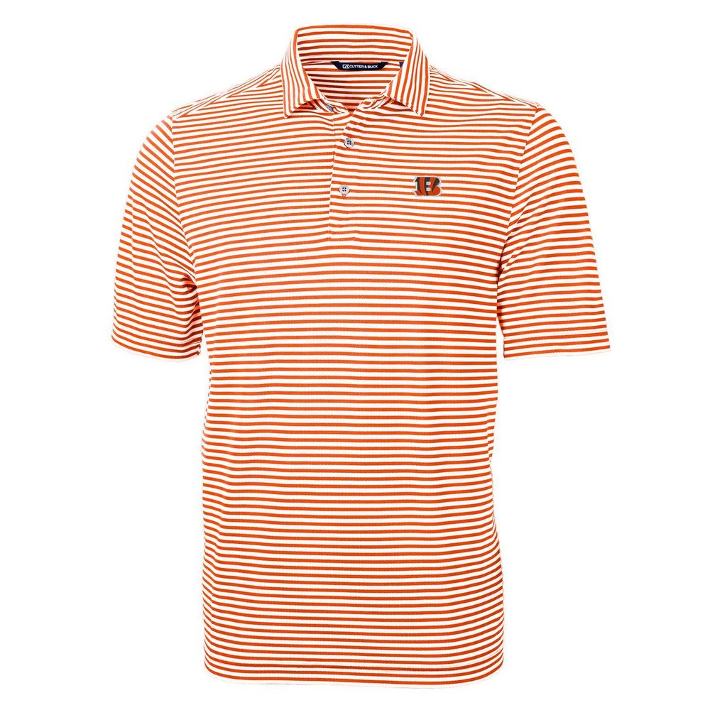 Cincinnati Bengals Cutter & Buck Virtue Eco Pique Stripe Recycled Polo - Orange