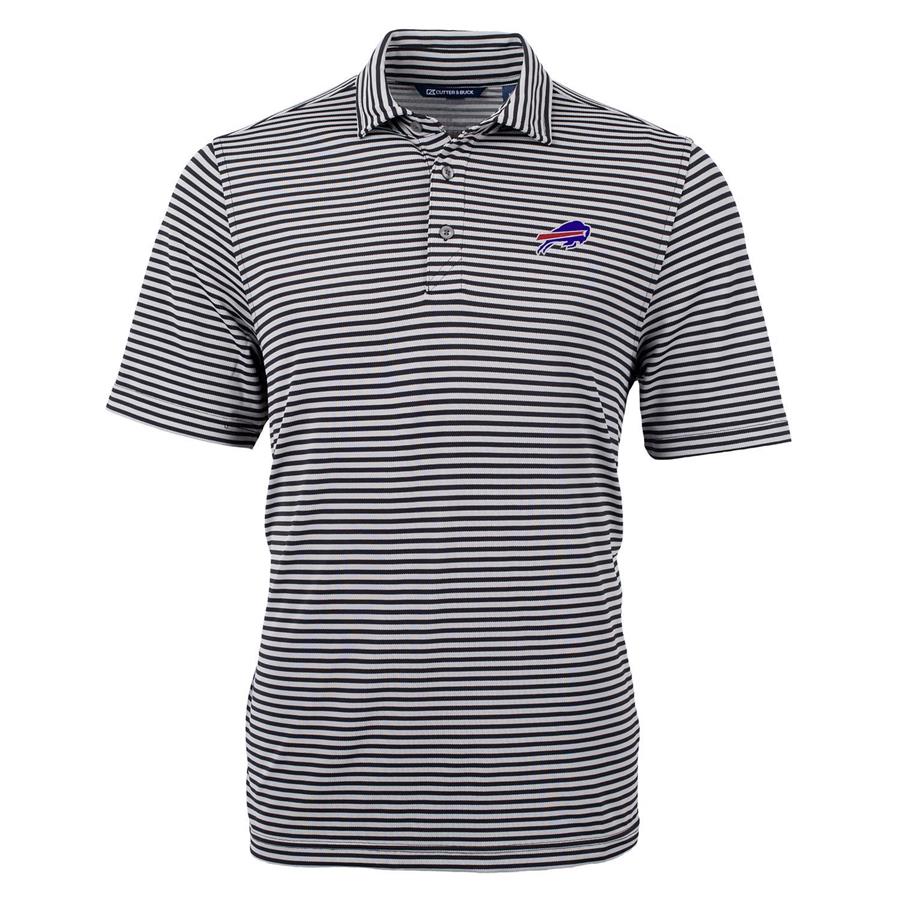 Buffalo Bills Cutter & Buck Virtue Eco Pique Stripe Recycled Polo - Black