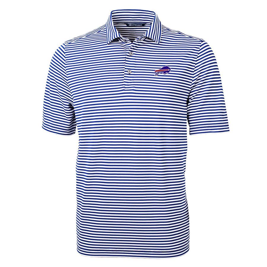 Buffalo Bills Cutter & Buck Virtue Eco Pique Stripe Recycled Polo - Royal