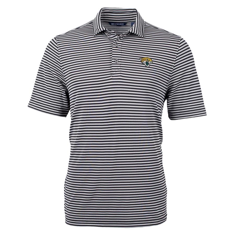 Jacksonville Jaguars Cutter & Buck Virtue Eco Pique Stripe Recycled Polo - Black