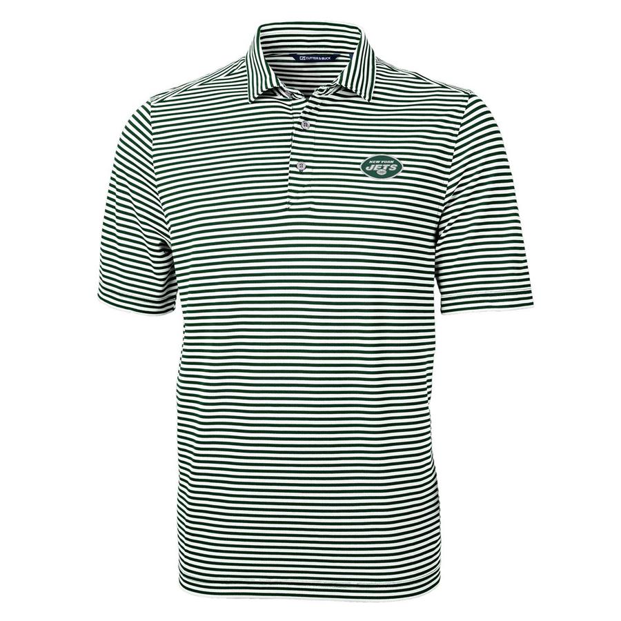 New York Jets Cutter & Buck Virtue Eco Pique Stripe Recycled Polo - Green