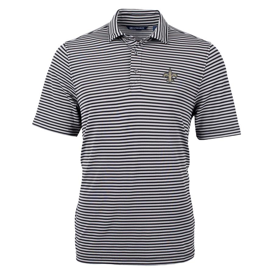 New Orleans Saints Cutter & Buck Virtue Eco Pique Stripe Recycled Polo - Black