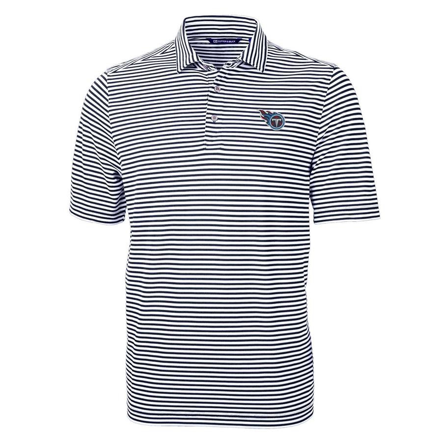 Tennessee Titans Cutter & Buck Virtue Eco Pique Stripe Recycled Polo - Navy