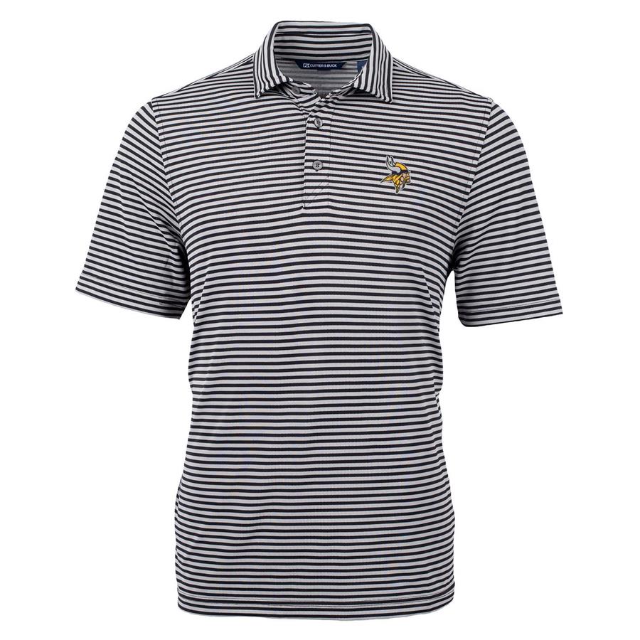 Minnesota Vikings Cutter & Buck Virtue Eco Pique Stripe Recycled Polo - Black