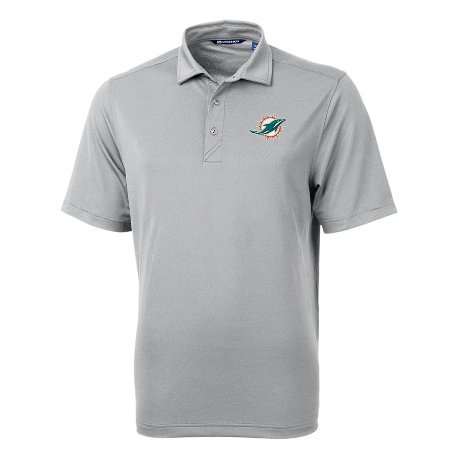 Miami Dolphins Cutter & Buck Virtue Eco Pique Recycled Polo - Gray