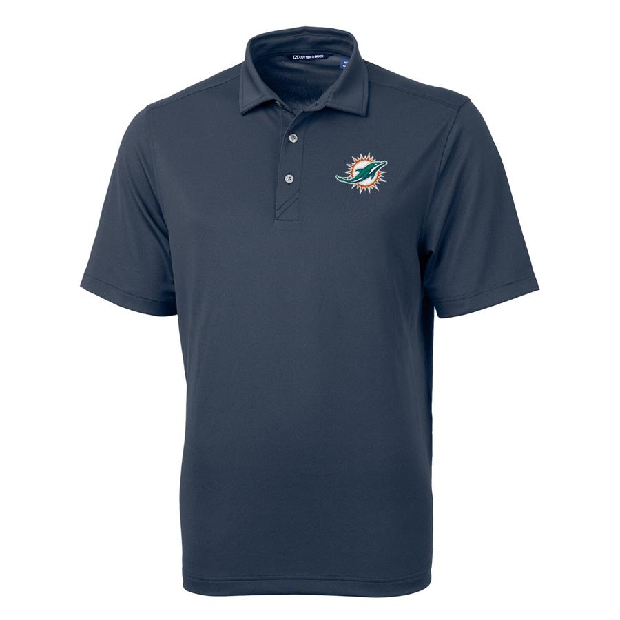 Miami Dolphins Cutter & Buck Virtue Eco Pique Recycled Polo - Navy