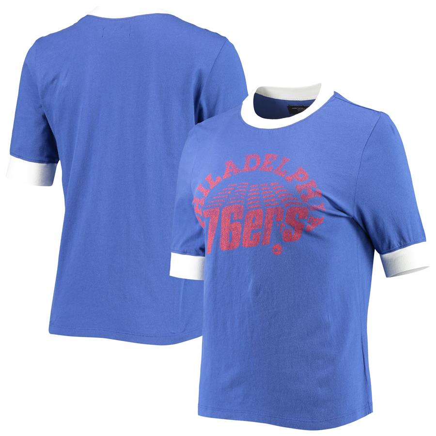 Philadelphia 76ers Junk Food Women's Slim Ringer T-Shirt - Royal