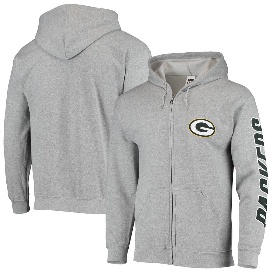 Green Bay Packers Junk Food Women's Fleece Full-Zip Hoodie - Heathered Gray