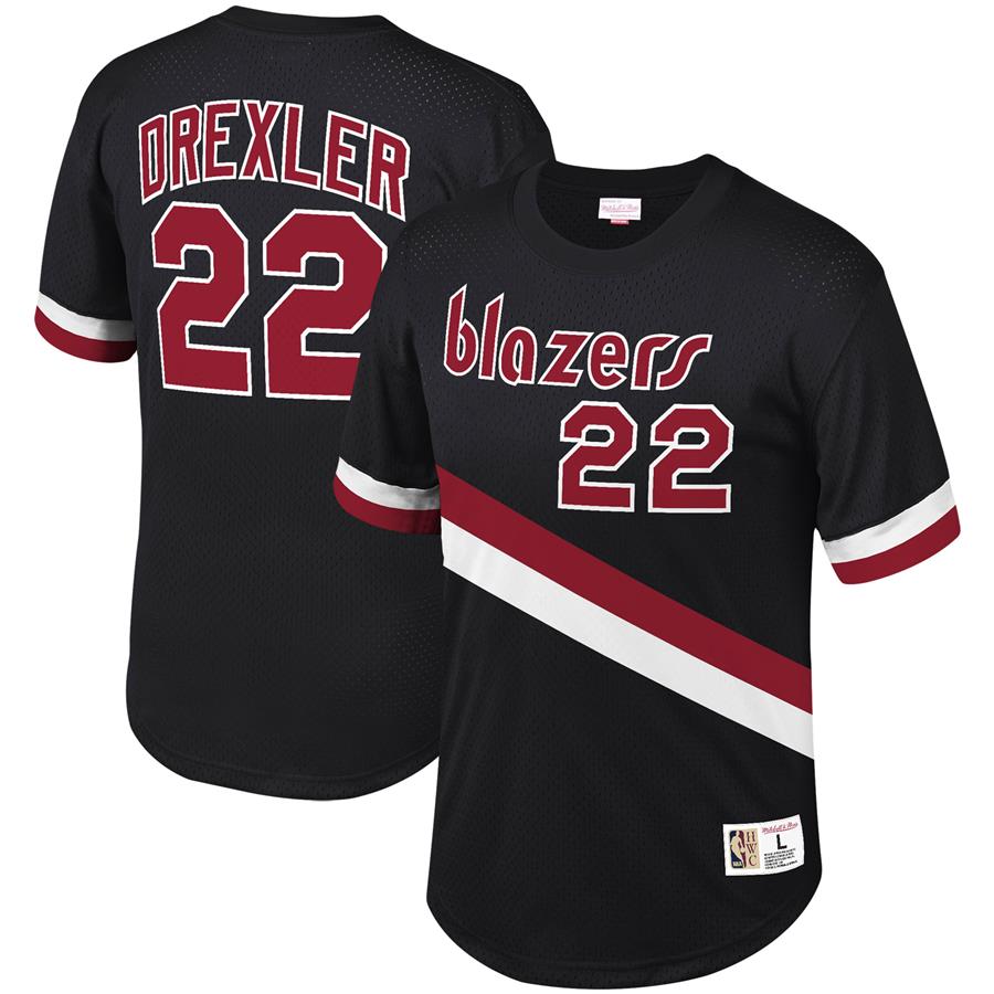 Clyde Drexler Portland Trail Blazers Mitchell & Ness Mesh T-Shirt - Black