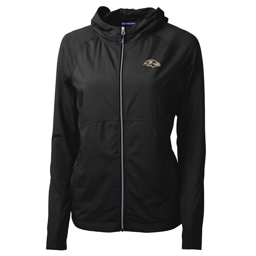 Baltimore Ravens Cutter & Buck Women's Adapt Eco Knit Full-Zip Hoodie - Black