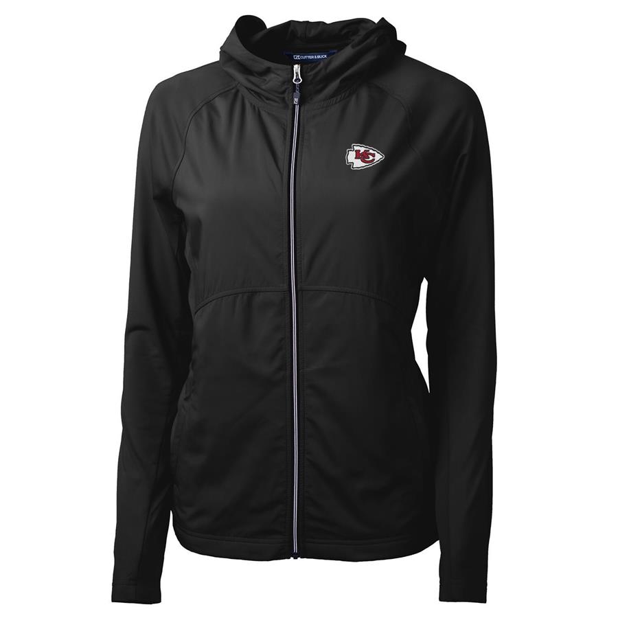 Kansas City Chiefs Cutter & Buck Women's Adapt Eco Knit Full-Zip Hoodie - Black