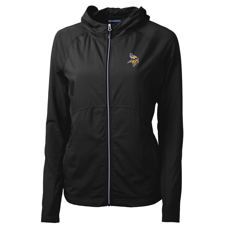 Minnesota Vikings Cutter & Buck Women's Adapt Eco Knit Full-Zip Hoodie - Black
