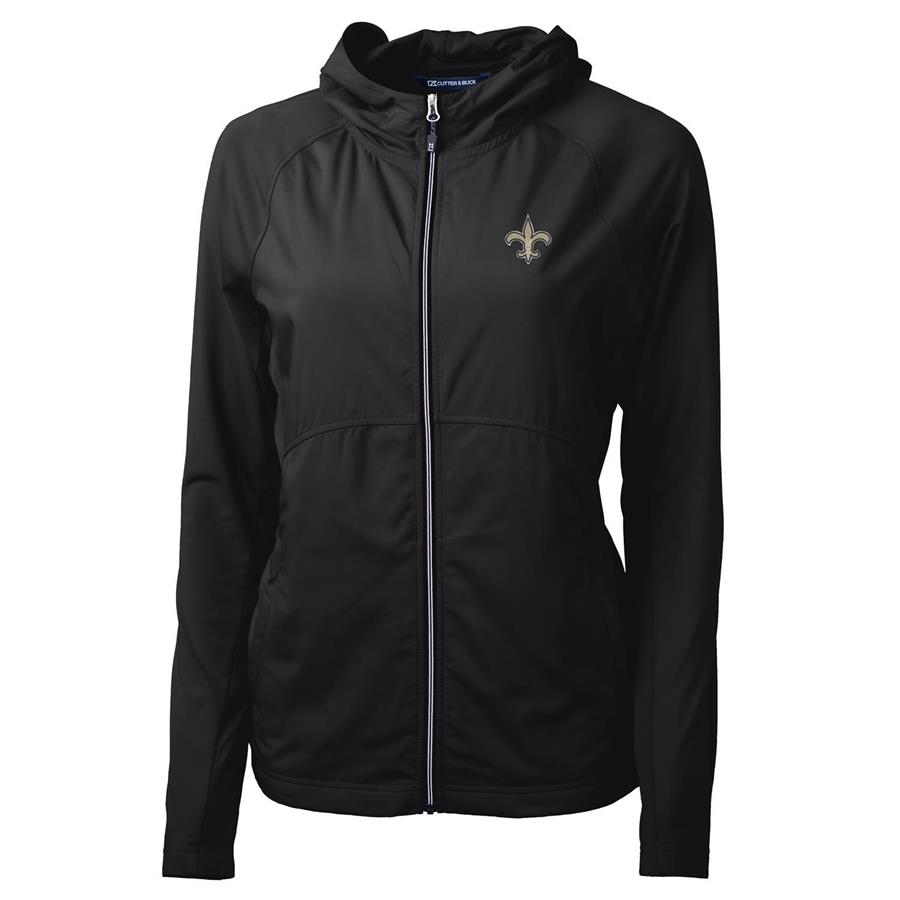 New Orleans Saints Cutter & Buck Women's Adapt Eco Knit Full-Zip Hoodie - Black