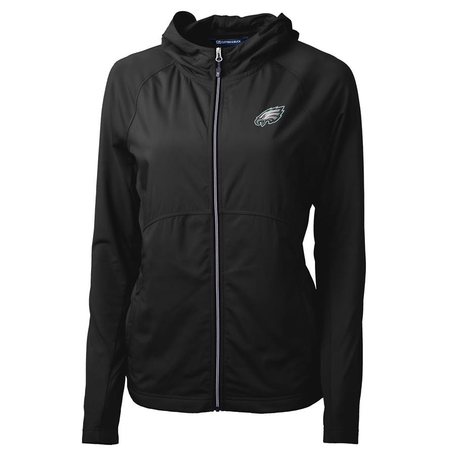 Philadelphia Eagles Cutter & Buck Women's Adapt Eco Knit Full-Zip Hoodie - Black