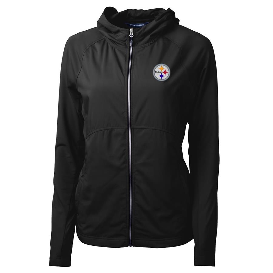 Pittsburgh Steelers Cutter & Buck Women's Adapt Eco Knit Full-Zip Hoodie - Black