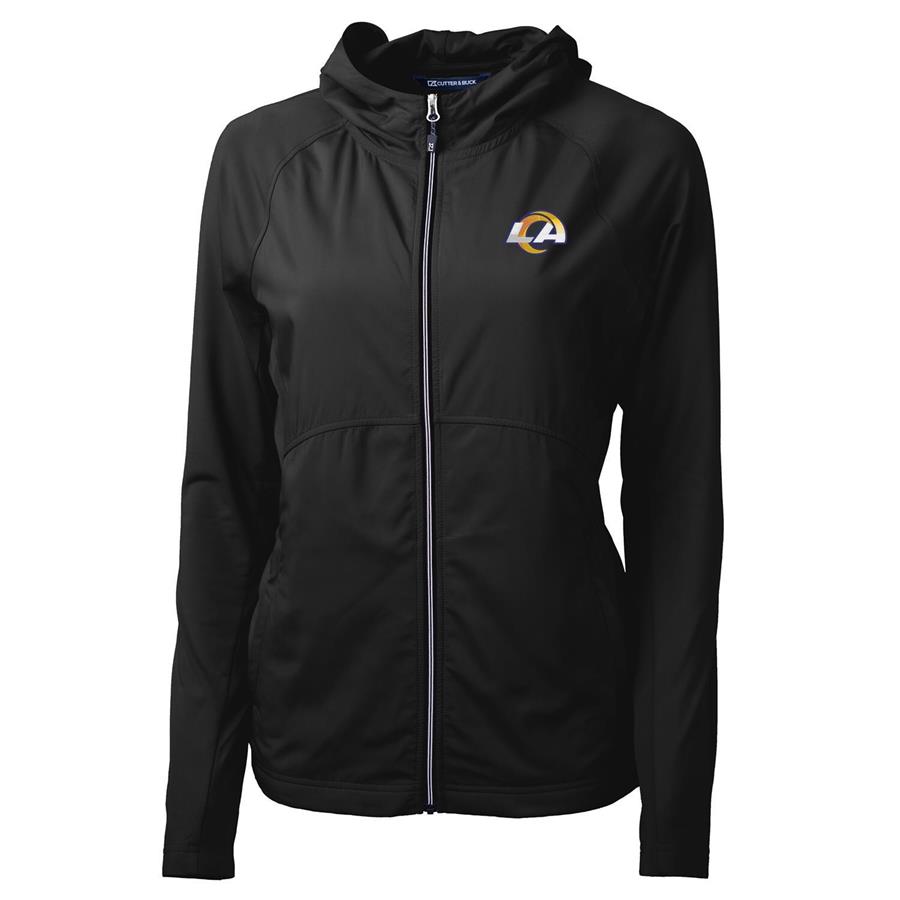 Los Angeles Rams Cutter & Buck Women's Adapt Eco Knit Full-Zip Hoodie - Black