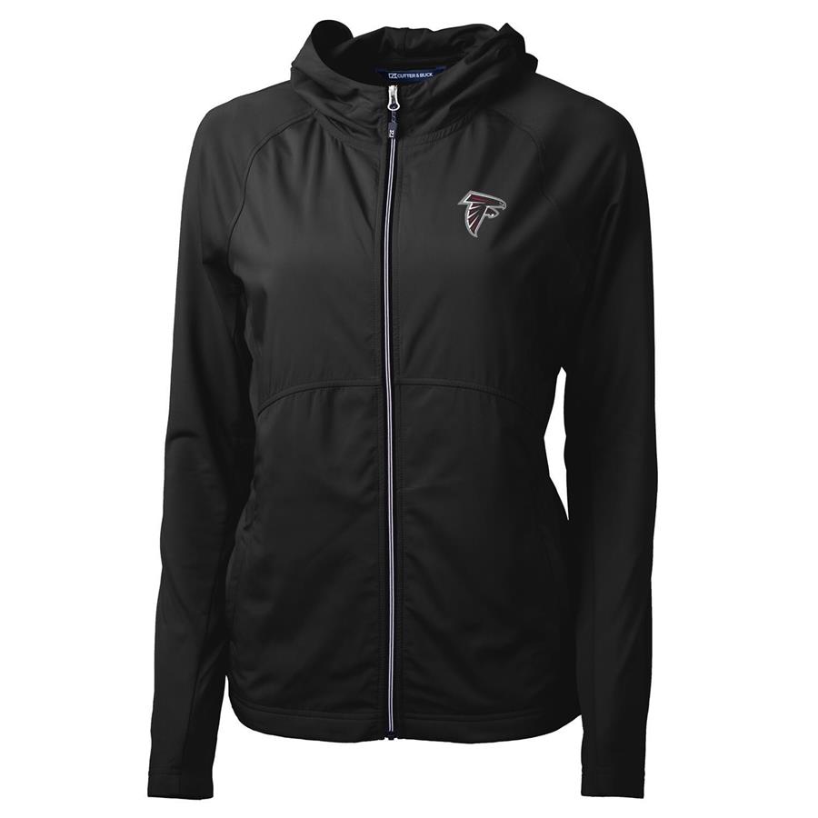 Atlanta Falcons Cutter & Buck Women's Adapt Eco Knit Full-Zip Hoodie - Black