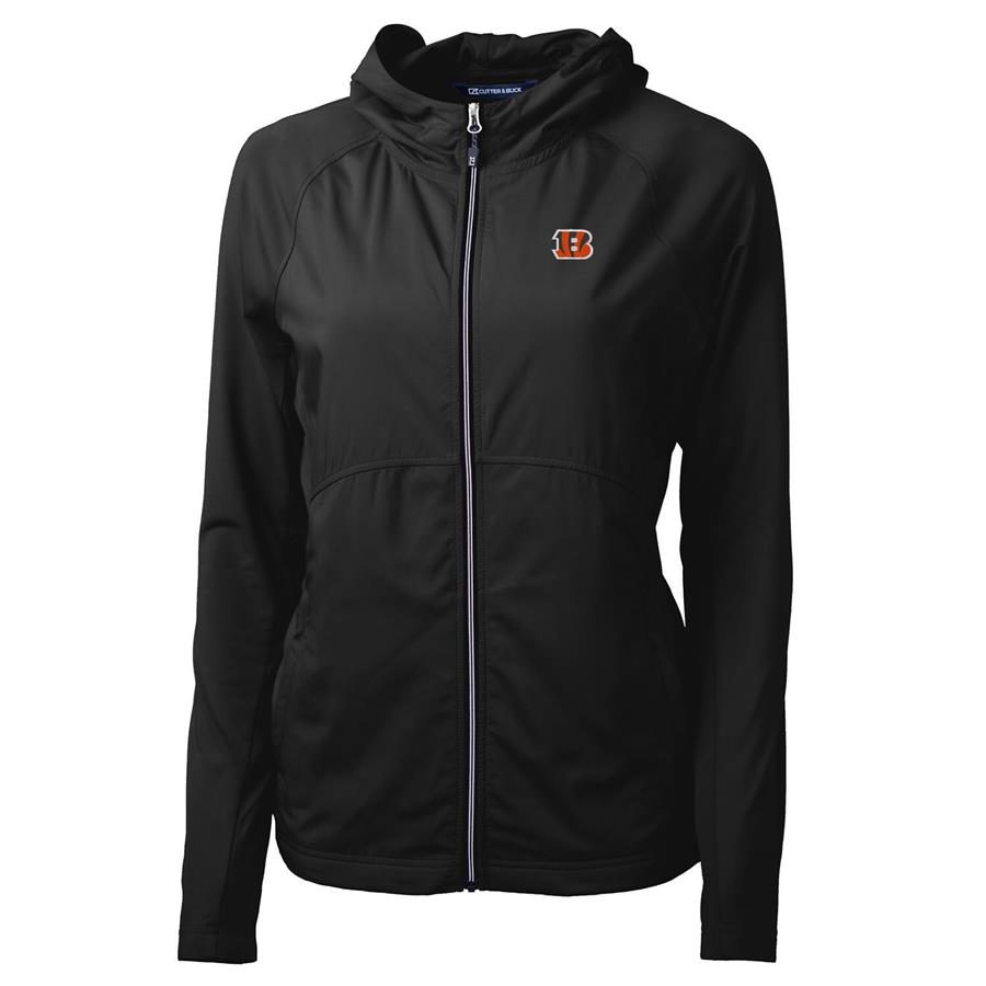 Cincinnati Bengals Cutter & Buck Women's Adapt Eco Knit Full-Zip Hoodie - Black