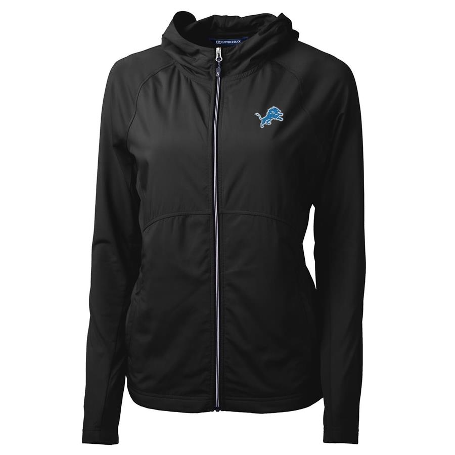 Женское худи на молнии Detroit Lions Cutter & Buck Adapt Eco Knit (чёрный)