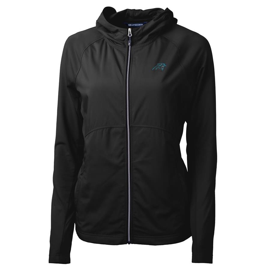 Carolina Panthers Cutter & Buck Women's Adapt Eco Knit Full-Zip Hoodie - Black