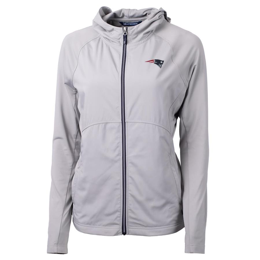 New England Patriots Cutter & Buck Women's Adapt Eco Knit Full-Zip Hoodie - Gray