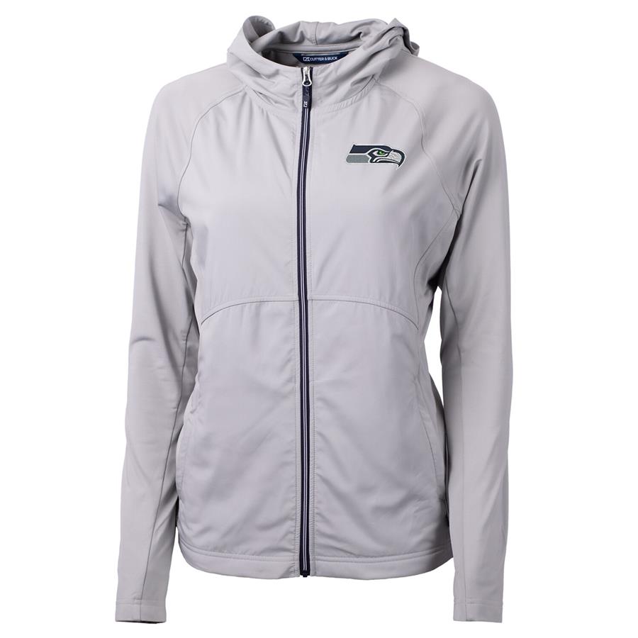 Женское худи на молнии Seattle Seahawks Cutter & Buck Adapt Eco Knit (серый)