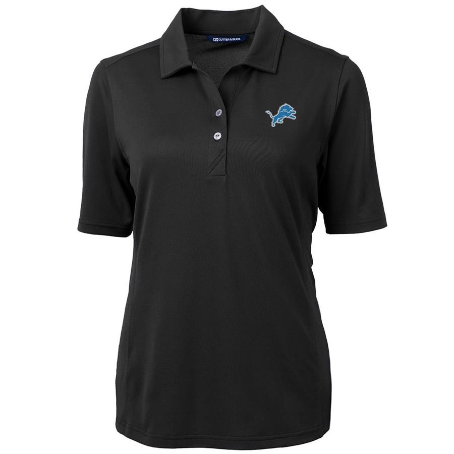 Женское поло Detroit Lions Cutter & Buck Virtue Eco Pique Recycled (чёрный)