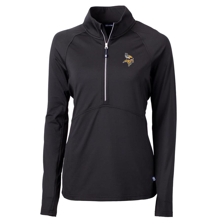 Minnesota Vikings Cutter & Buck Women's Adapt Eco Knit Half-Zip Pullover Jacket - Black