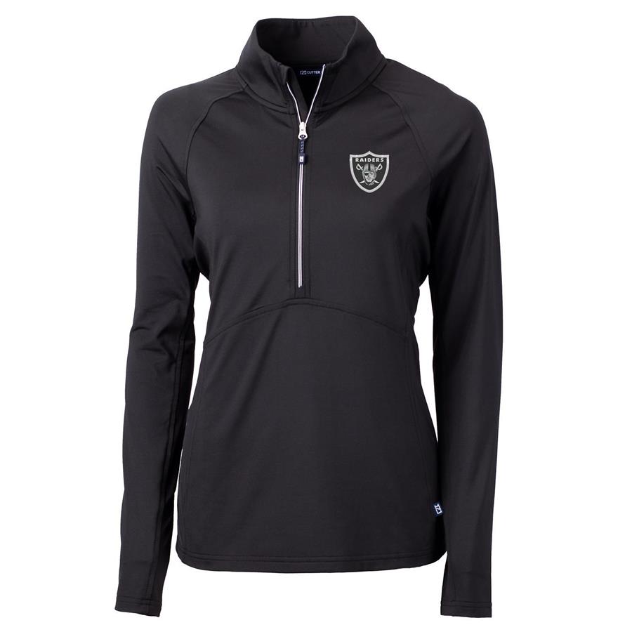 Las Vegas Raiders Cutter & Buck Women's Adapt Eco Knit Half-Zip Pullover Jacket - Black
