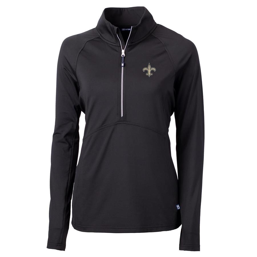 New Orleans Saints Cutter & Buck Women's Adapt Eco Knit Half-Zip Pullover Jacket - Black