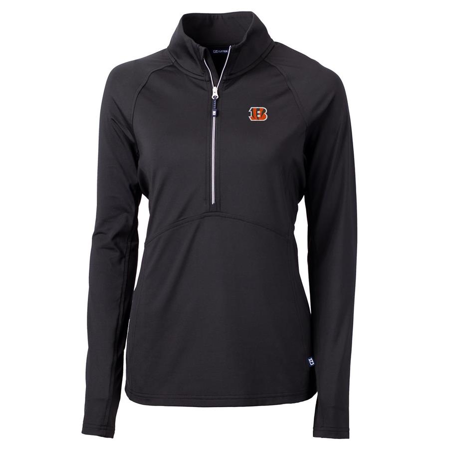 Cincinnati Bengals Cutter & Buck Women's Adapt Eco Knit Half-Zip Pullover Jacket - Black