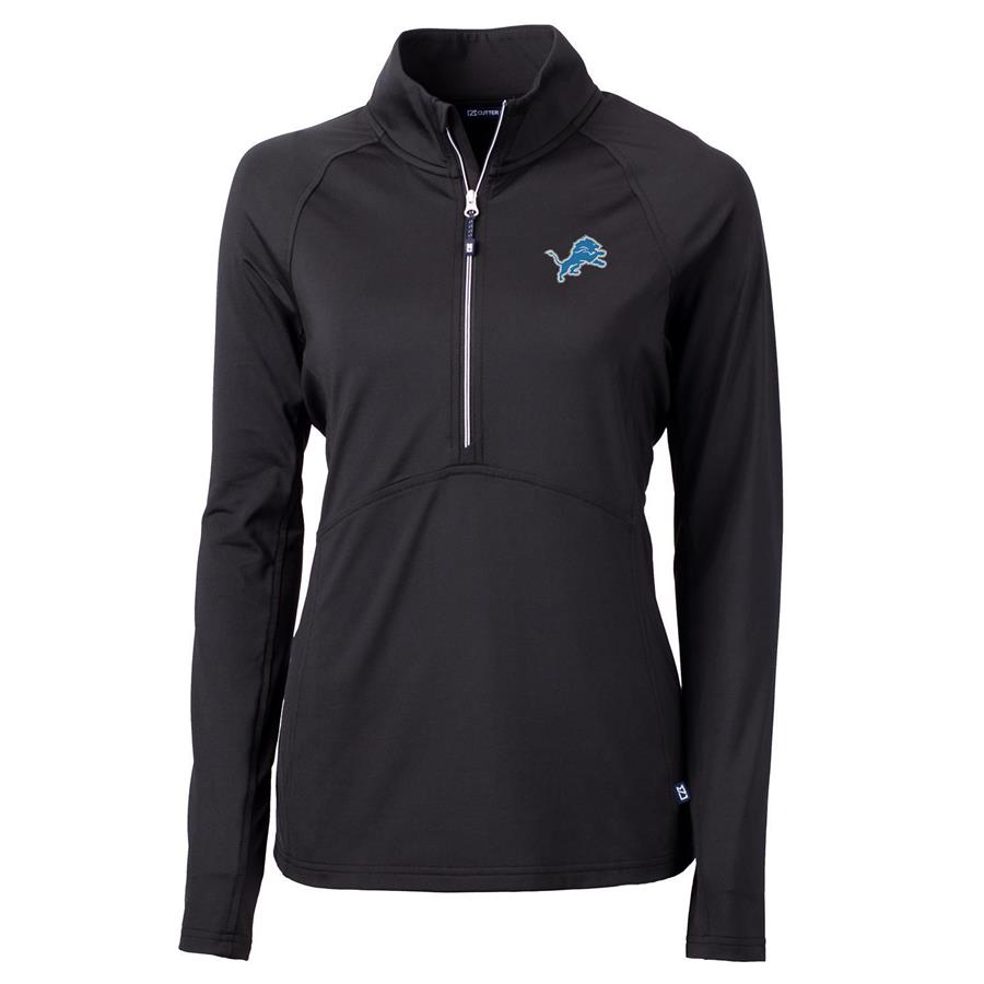 Женская кофта с короткой молнией Detroit Lions Cutter & Buck Adapt Eco Knit (чёрный)