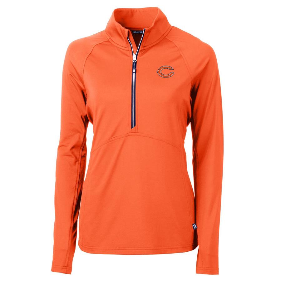 Chicago Bears Cutter & Buck Women's Adapt Eco Knit Half-Zip Pullover Jacket - Orange