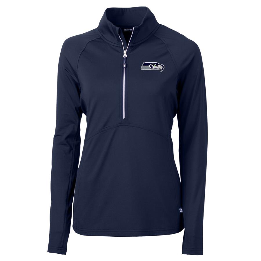 Женская кофта с короткой молнией Seattle Seahawks Cutter & Buck Adapt Eco Knit (тёмно-синий)