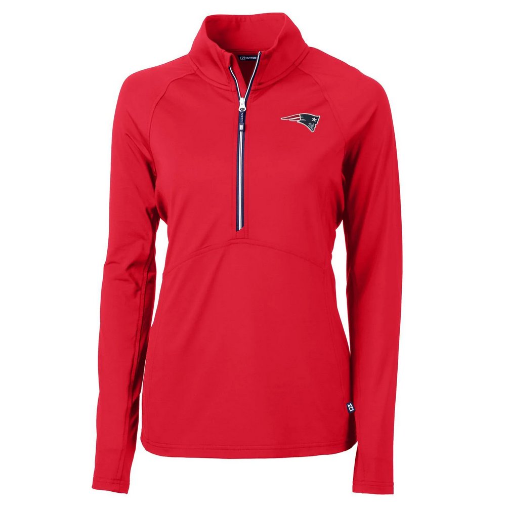 New England Patriots Cutter & Buck Women's Adapt Eco Knit Half-Zip Pullover Jacket - Red