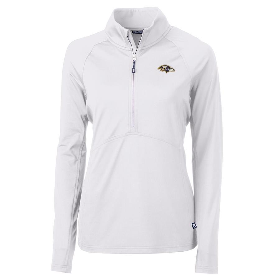 Baltimore Ravens Cutter & Buck Women's Adapt Eco Knit Half-Zip Pullover Jacket - White
