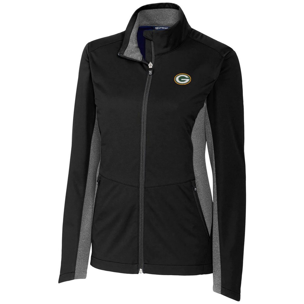 Green Bay Packers Cutter & Buck Women's Navigate Softshell Full-Zip Jacket - Black
