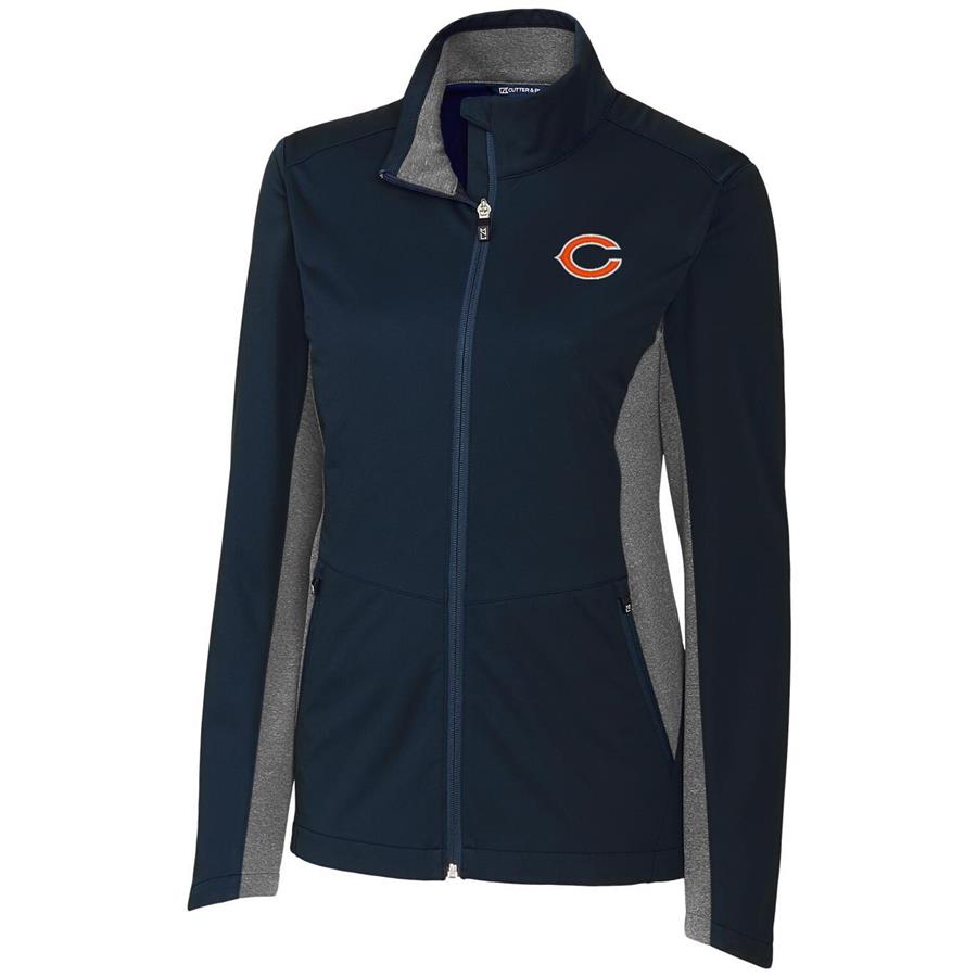 Chicago Bears Cutter & Buck Women's Navigate Softshell Full-Zip Jacket - Navy