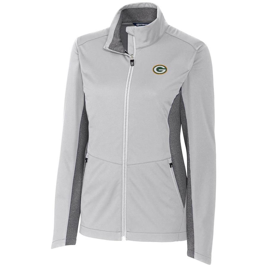 Green Bay Packers Cutter & Buck Women's Navigate Softshell Full-Zip Jacket - Gray