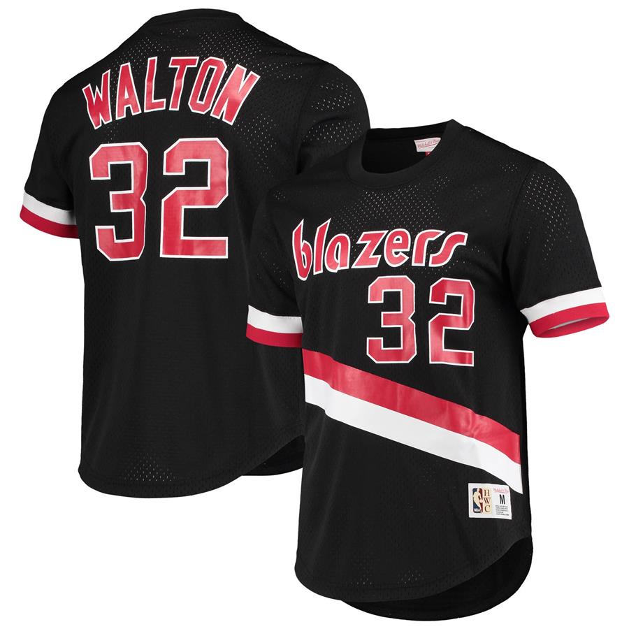 Bill Walton Portland Trail Blazers Mitchell & Ness 1976 Mesh Name & Number T-Shirt - Black